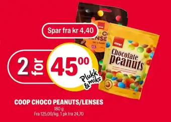 Coop Extra Chocolate peanuts sjokoladepastiller tilbud