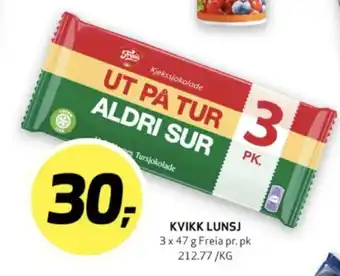 Bunnpris Kvikk lunsj sjokoladebar tilbud