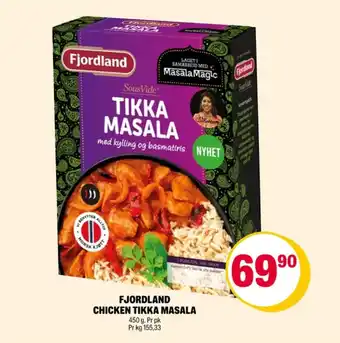 Coop Extra Fjordland tikka masala med kylling og basmatiris tilbud
