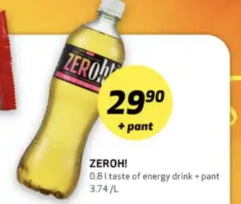 Bunnpris Zeroh! taste of energy drink tilbud