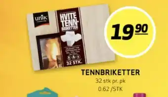 Bunnpris Unik tennbriketter tilbud