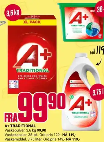 Europris A+ vaskepulver tilbud