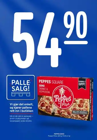 Rema 1000 Peppes pizza soho skinke & pepperoni pizza tilbud