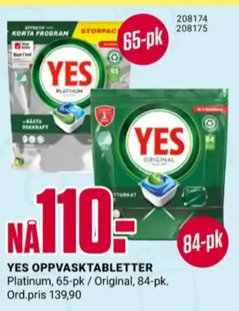 Europris Yes maskinoppvask - tabs tilbud