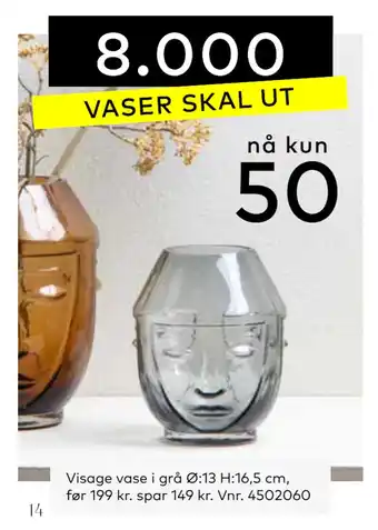 Skeidar Visage vase i grå tilbud
