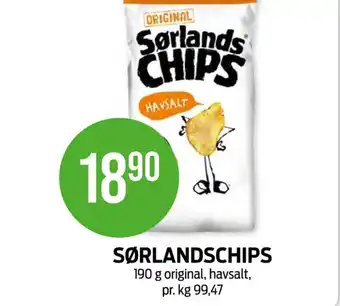 Kiwi Sørlandschips chips havsalt tilbud