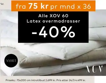 Skeidar Alle XOV 60 Latex overmadrasser tilbud