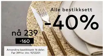 Skeidar Amandine bestikksett 16 deler tilbud