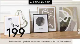 Skeidar Newline Earth Light bilde poster med sort ramme tilbud
