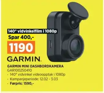 POWER GARMIN MINI DASHBORDKAMERA GAR100250410 tilbud