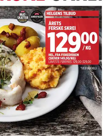 Meny ÅRETS FERSKE SKREI tilbud