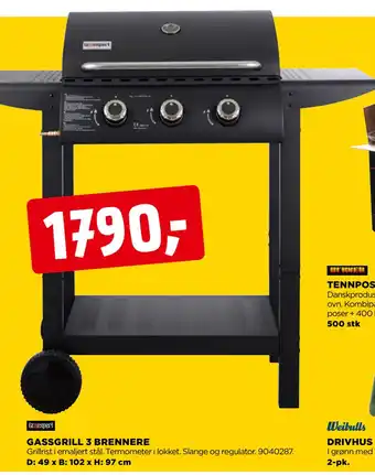 jem & fix GASSGRILL 3 BRENNERE tilbud