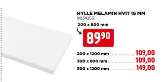jem & fix HYLLE MELAMIN HVIT 16 MM tilbud