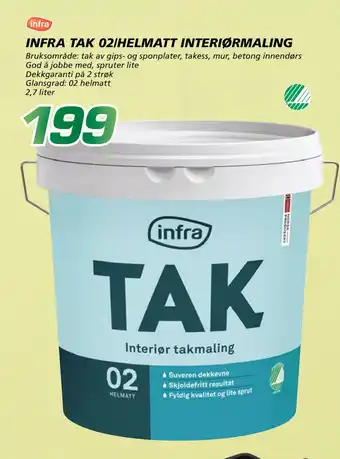 Coop Byggmix INFRA TAK 02/HELMATT INTERIØR MALING tilbud