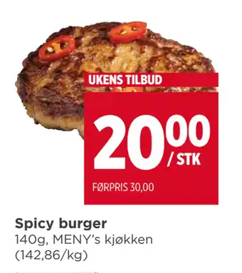 Meny Spicy burger tilbud