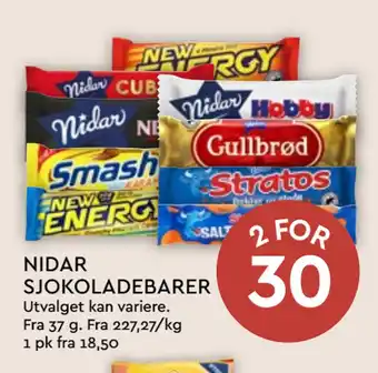 Coop Mega NIDAR SJOKOLADEBARER tilbud