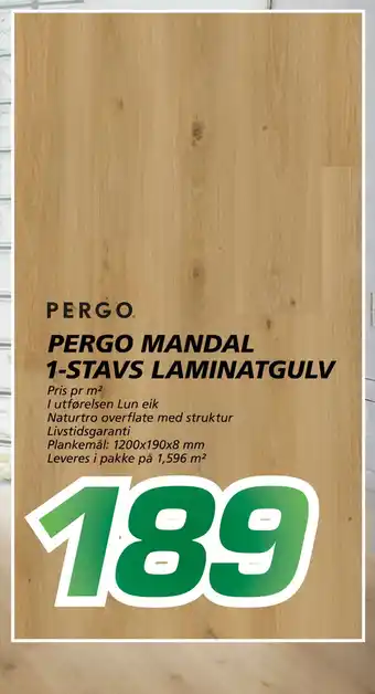 Coop Byggmix PERGO MANDAL 1-STAVS LAMINATGULV tilbud