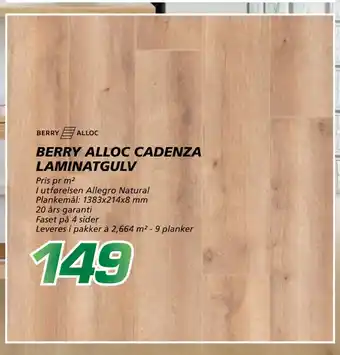 Coop Byggmix BERRY ALLOC CADENZA LAMINAT GULV tilbud