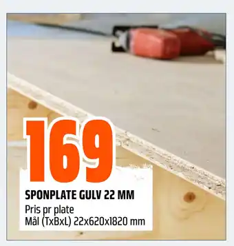 Obs Bygg SPONPLATE GULV 22 MM tilbud