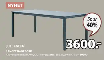 JYSK LANGET HAGEBORD tilbud