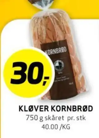 Bunnpris KLØVER KORNBRØD tilbud