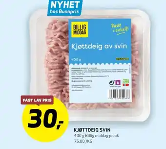 Bunnpris KJØTTDEIG SVIN 400 g tilbud