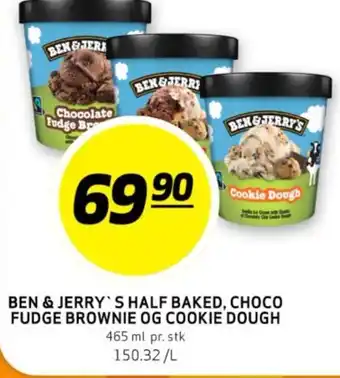 Bunnpris BEN & JERRY`S HALF BAKED, CHOCO FUDGE BROWNIE OG COOKIE DOUGH tilbud