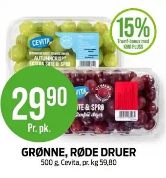 Kiwi GRØNNE, RØDE DRUER tilbud