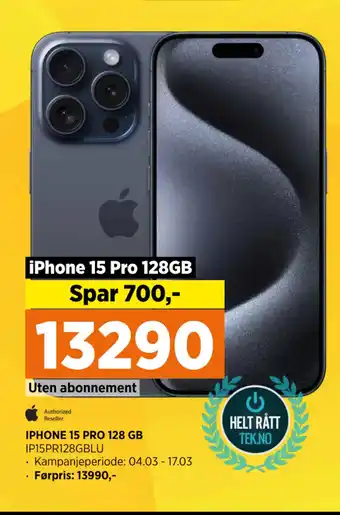 POWER IPHONE 15 PRO 128 GB tilbud