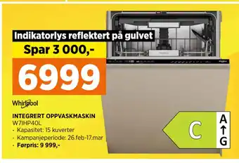 POWER INTEGRERT OPPVASKMASKIN W7IHP40L tilbud