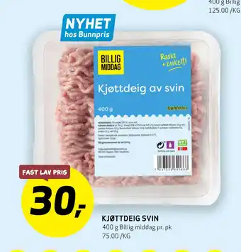 Bunnpris Kjøttdeig av svin tilbud