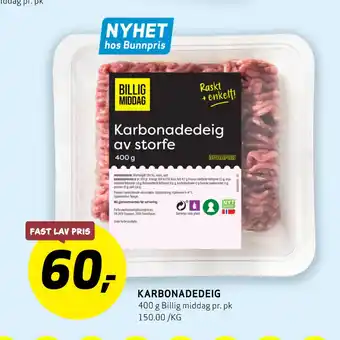 Bunnpris Karbonadedeig tilbud