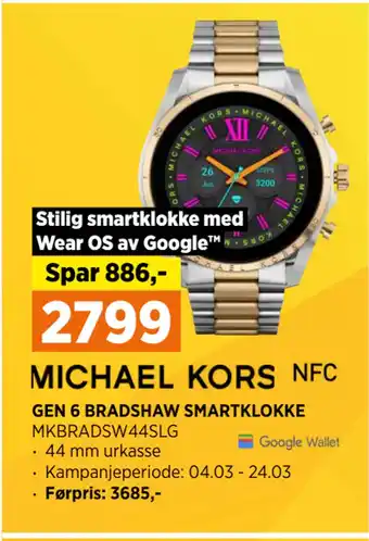 POWER GEN 6 BRADSHAW SMARTKLOKKE MKBRADSW44SLG tilbud