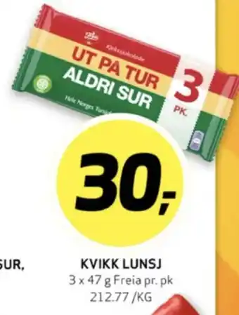 Bunnpris Kvikk lunsj sjokoladebar tilbud