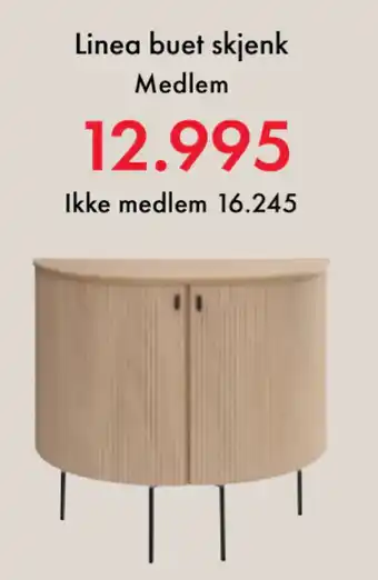 Fagmøbler Linea buet skjenk tilbud