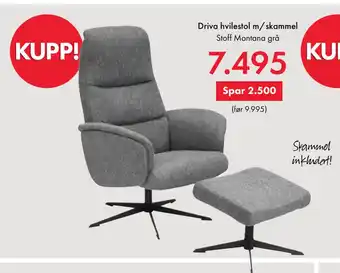 Fagmøbler Driva hvilestol m/skammel tilbud