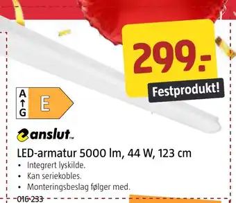 Jula LED-armatur 5000 lm, 44 W, 123 cm tilbud