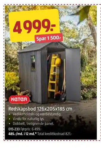 Jula Redskapsbod 126x205x185 cm tilbud