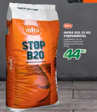 Coop Byggmix INFRA B20 25 KG STØPEMØRTEL tilbud