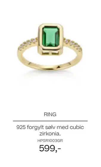 Bjørklund RING 925 forgylt sølv med cubic zirkonia tilbud