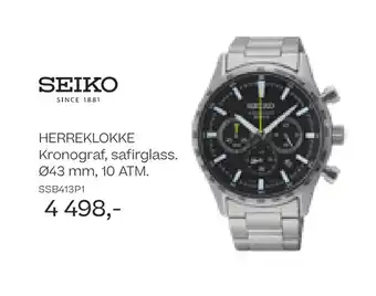 Bjørklund HERREKLOKKE Kronograf, safirglass. Ø43 mm, 10 ATM tilbud