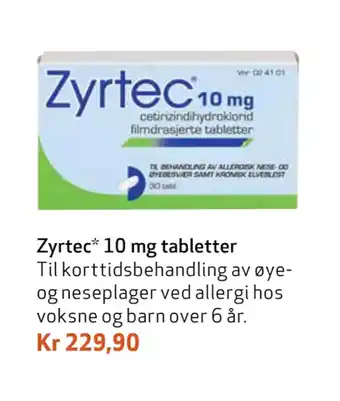Apotek 1 Zyrtec 10 mg tabletter tilbud