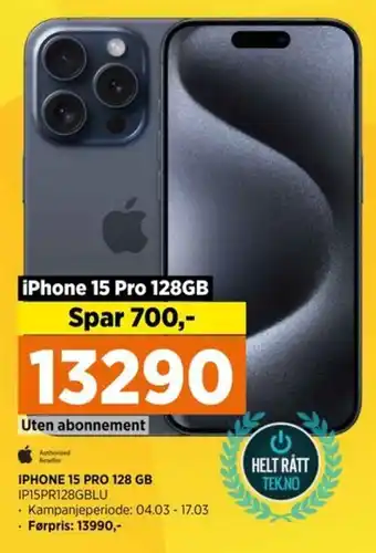 POWER IPHONE 15 PRO 128 GB tilbud