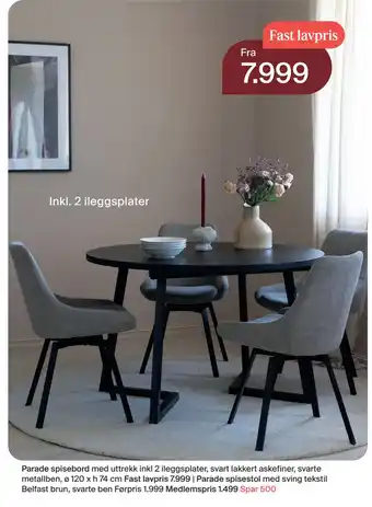 Møbelringen Parade spisebord. med uttrekk inkl 2 ileggsplater tilbud