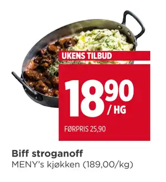 Meny Biff stroganoff tilbud