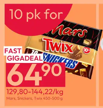 Gigaboks Mars, Snickers, Twix 450-500 g tilbud