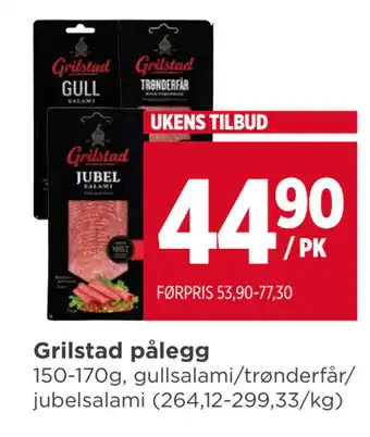 Meny Grilstad pålegg tilbud