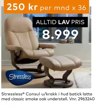 Skeidar Stressless Consul u/krakk tilbud