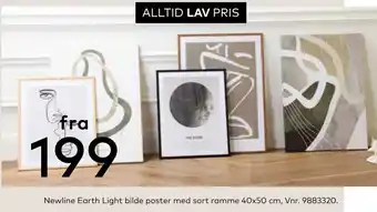 Skeidar Newline Earth Light bilde poster med sort ramme 40x50 cm tilbud