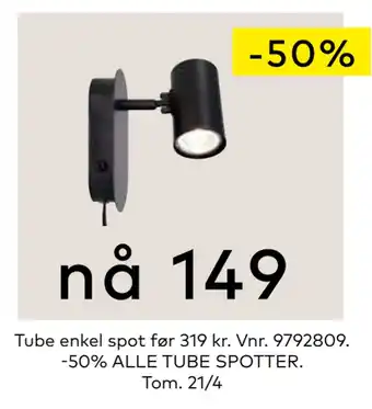 Skeidar Tube enkel spot tilbud